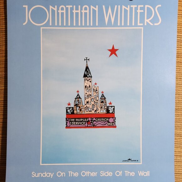 1980s Poster Jonathan Winters "Sunday On The Other Side Of The Wall" 28"x22" NOS - Picture 2 of 8